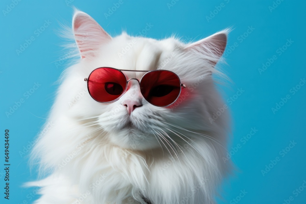 Cool cat in sunglasses on vivid background