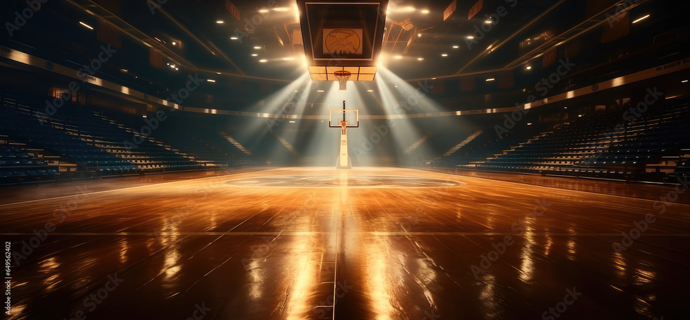 Basketball Stadium, Sports ground with flashlights.