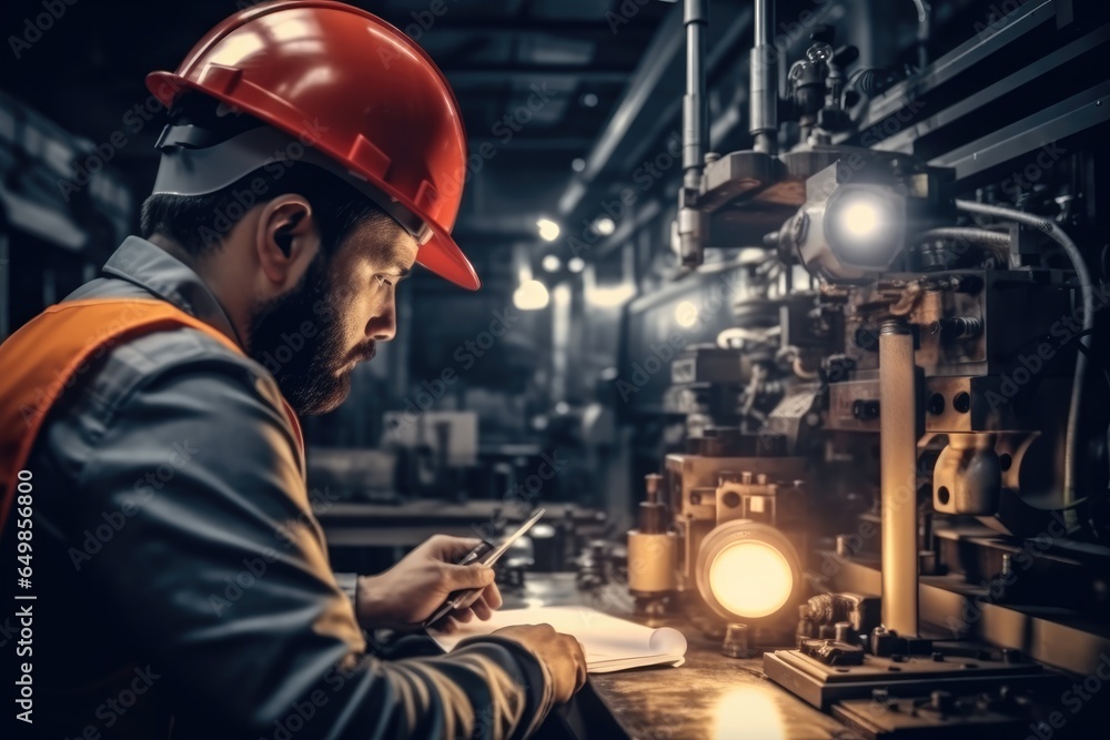 Engineer working at industry factory.