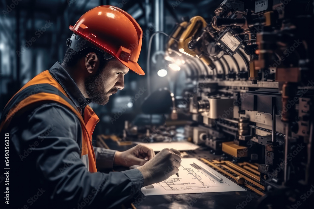 Engineer working at industry factory.