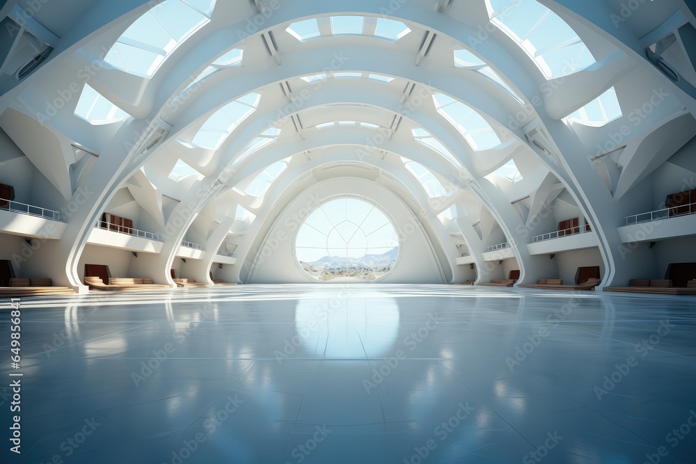 Architecture, Realistic background in futuristic style, white clean background. 3d rendering.