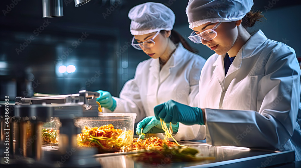 Food scientists are checking the quality of food in a lab. Generative Ai