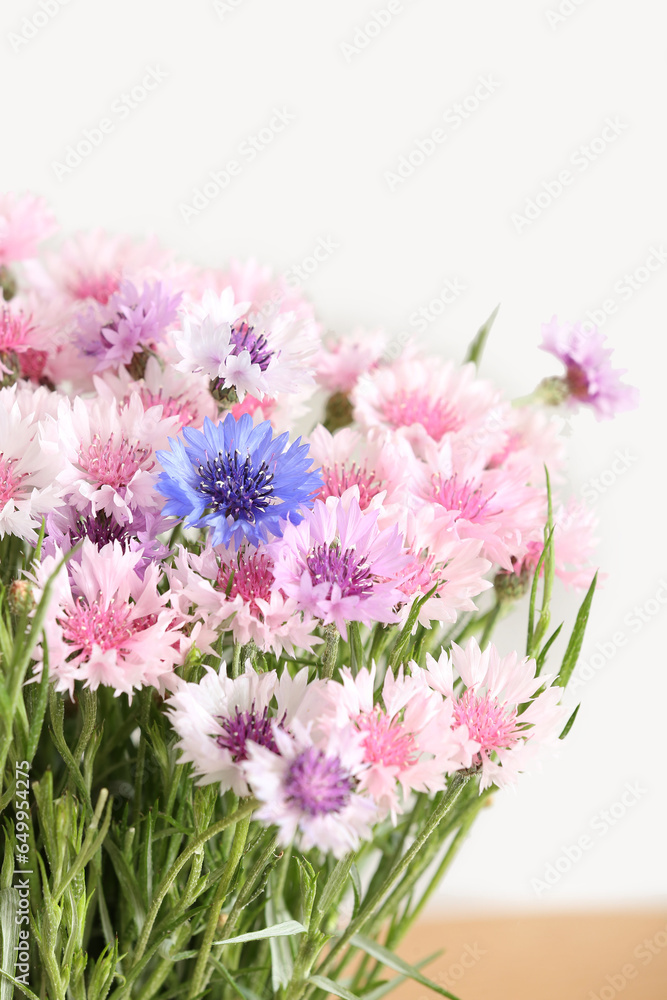 Bouquet of beautiful cornflowers, closeup