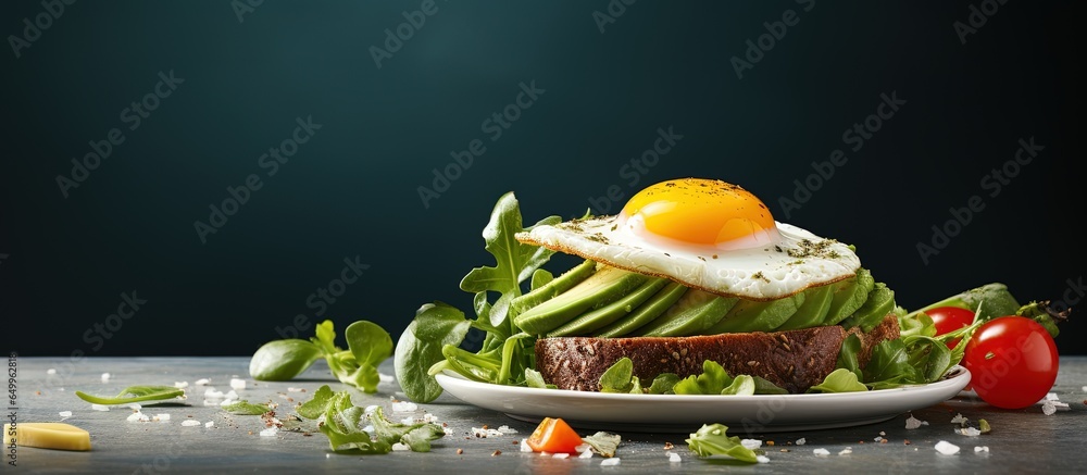 Avocado Egg Sandwich Healthy Morning Meal or Snack on Vibrant Background