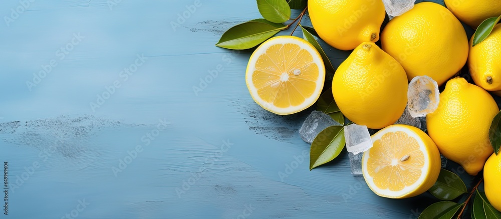 Chilled oysters with lemon on a stylish menu backdrop