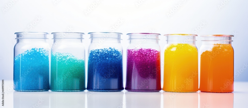 Dyed polymer granulates in lab