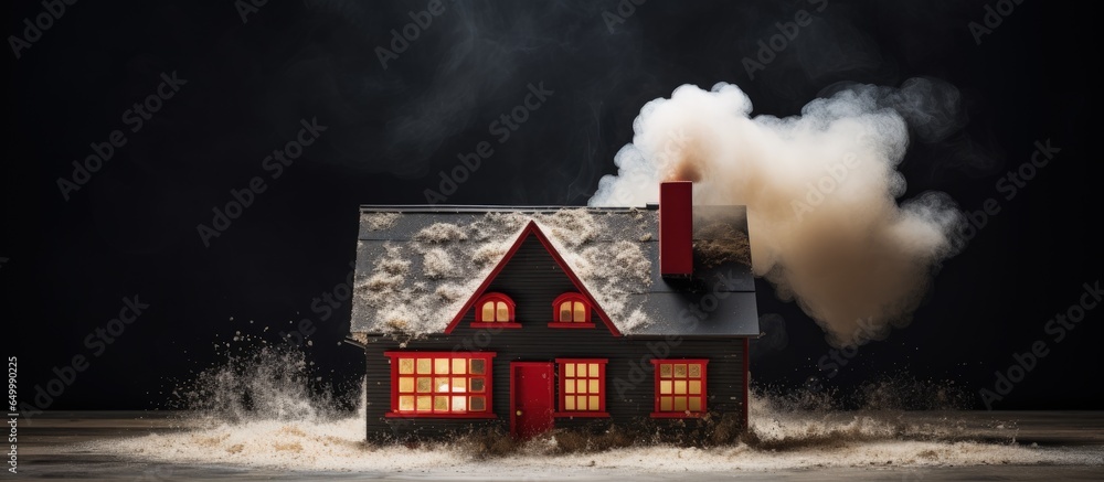 Sketch of a house and hearts rising from the chimney depict a happy family and love at home