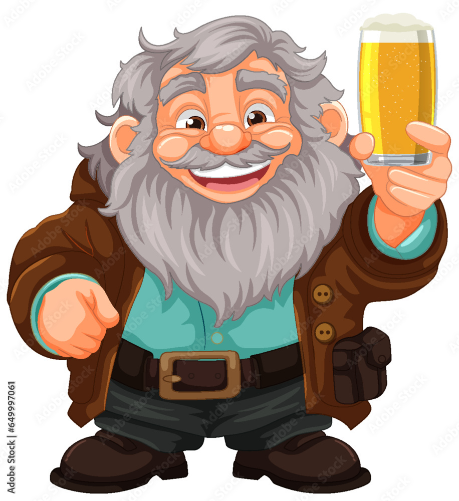 Cheerful Old Man with a Pint of Beer