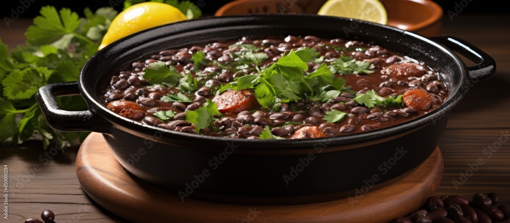 Feijoada a tasty Brazilian dish is prepared with black beans