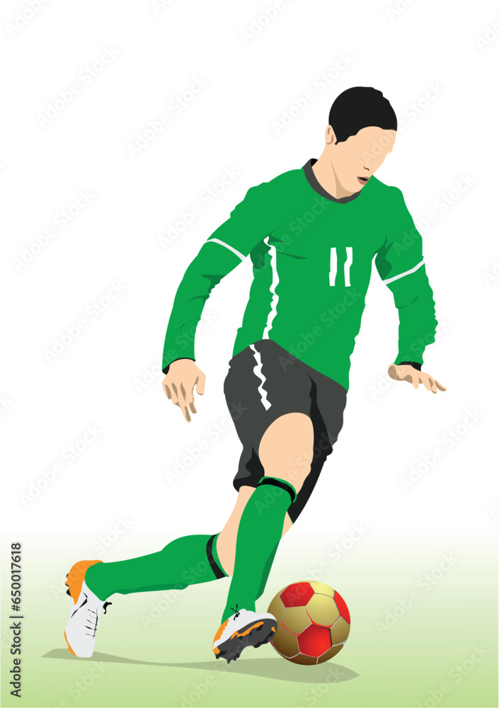 Soccer player. Football. Vector Colored 3d illustration