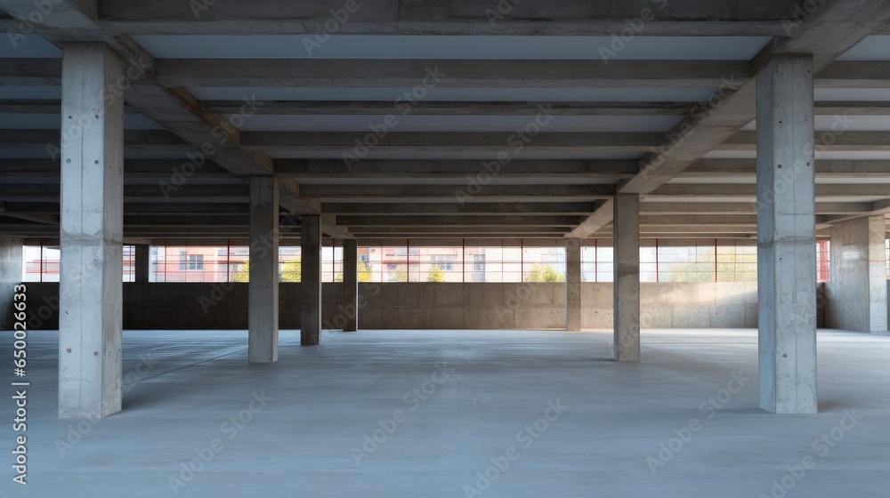 Building under construction, Concrete interior floor.