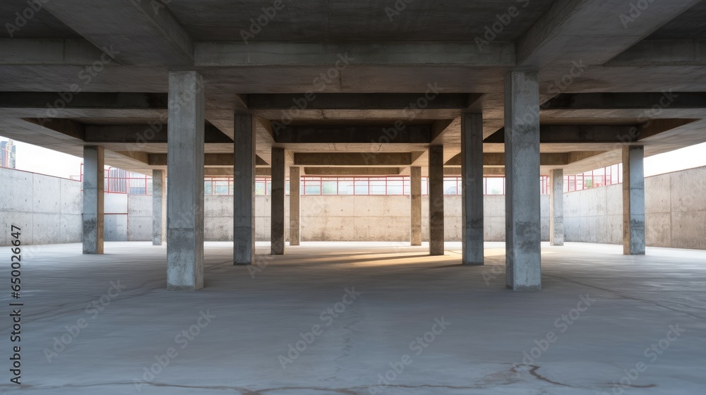 Building under construction, Concrete interior floor.