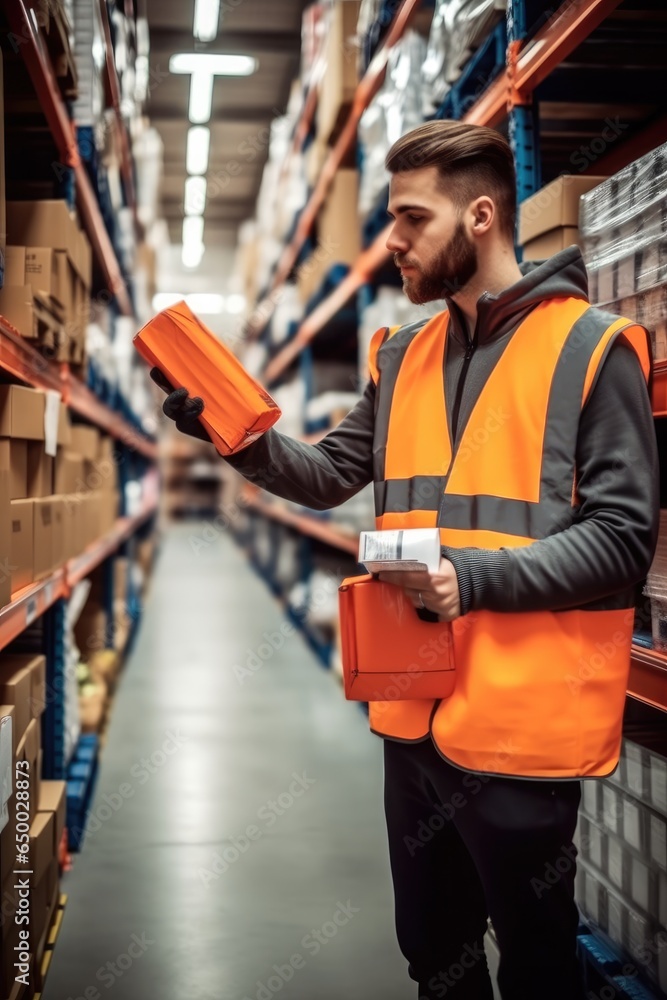 Warehouse worker working in logistics and distribution centers.