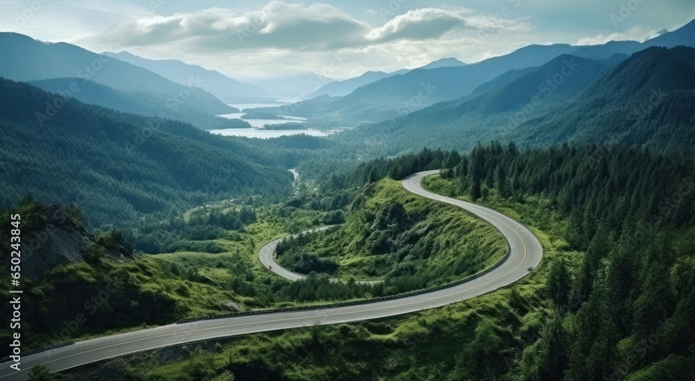 Aerial view of a mountain road