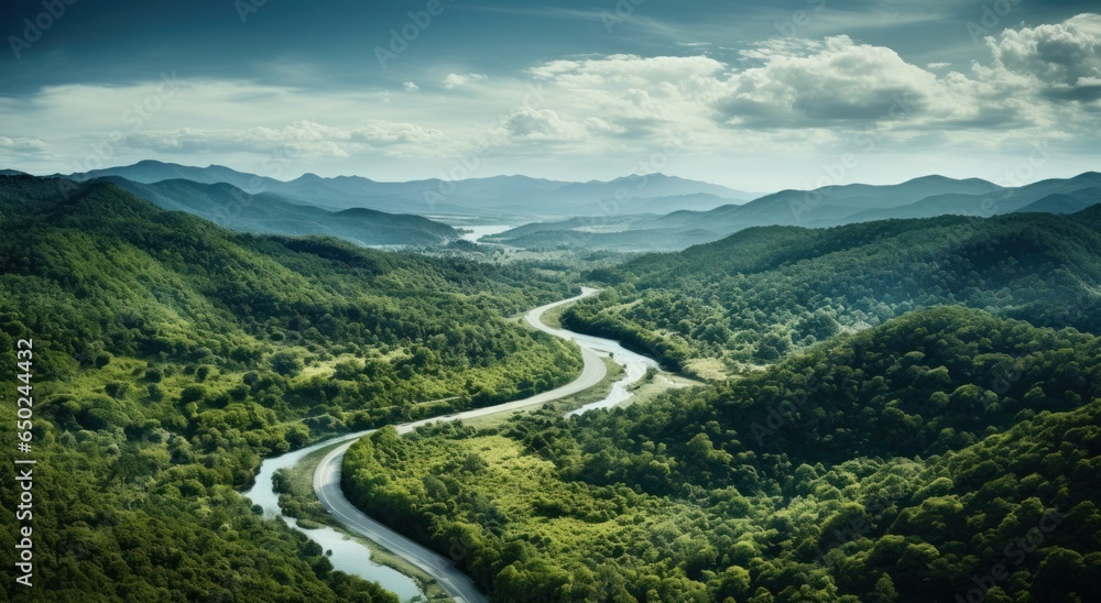 Aerial view of a mountain road