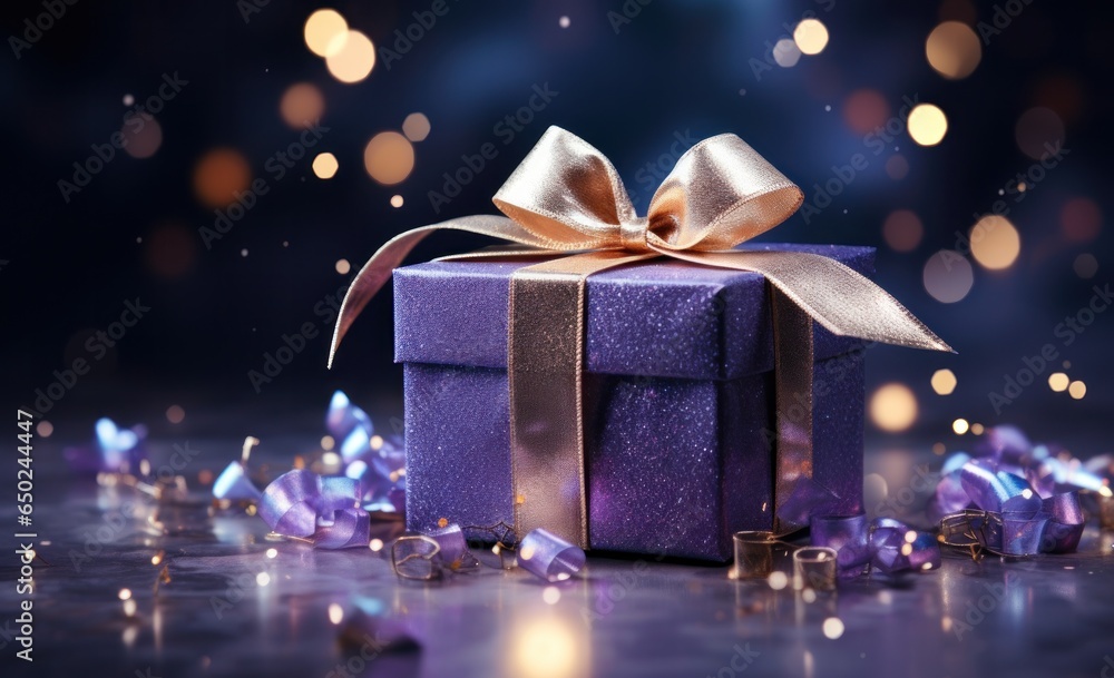 Violet Holiday Background with gift box