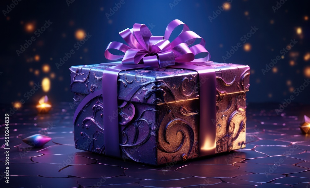 Violet Holiday Background with gift box