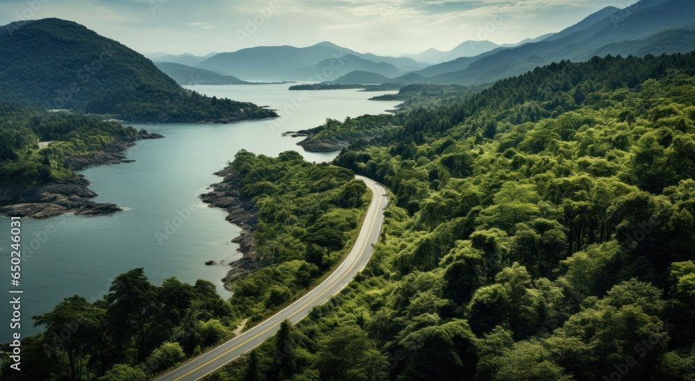 Aerial view of a mountain road