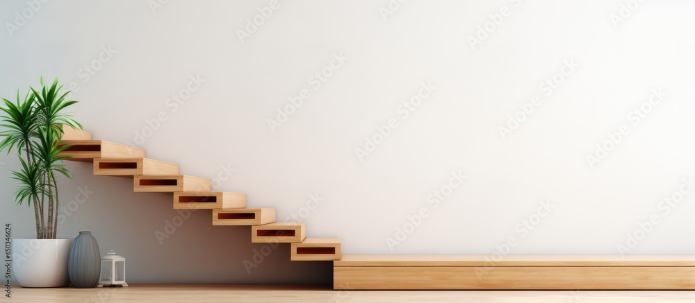 Simple wood stairs in spacious area