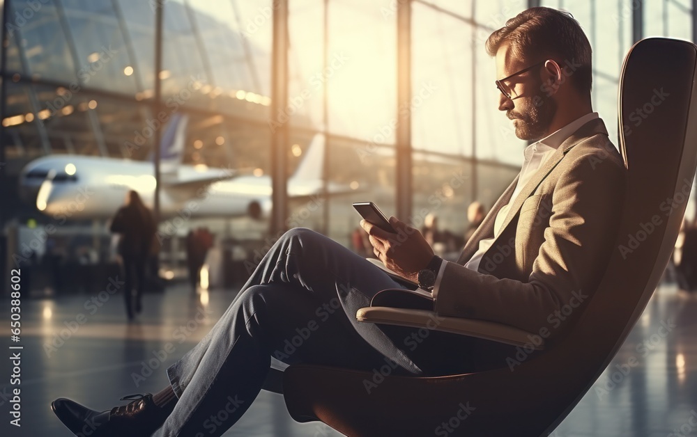 Businessman in airport terminal