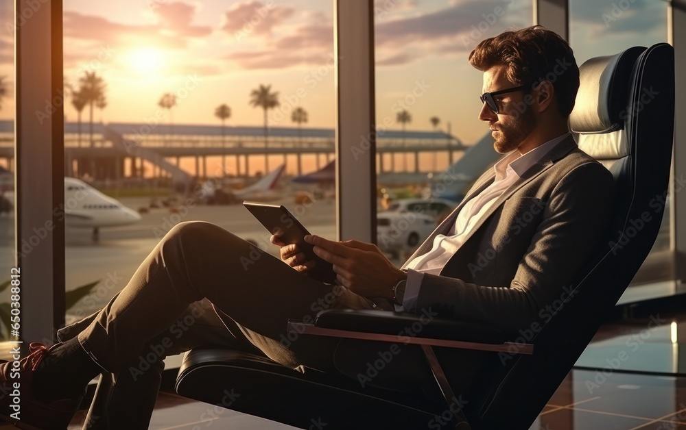 Businessman in airport terminal