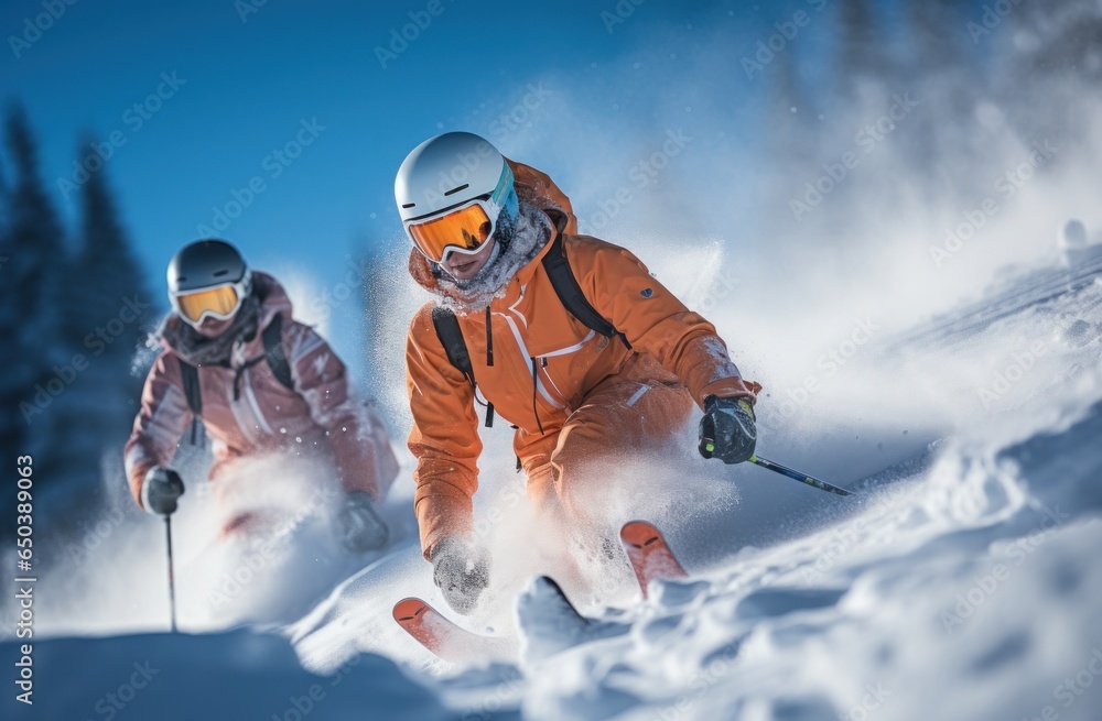 Skier on snow and sun