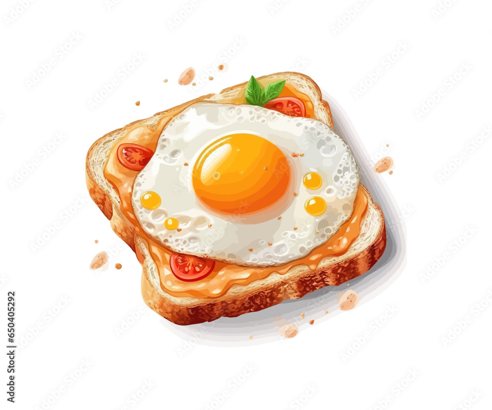 Top view realistic bread with fried eggs. Vector illustration design.