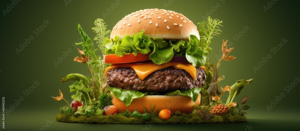 Illustration of a plant based burger representing vegetarian protein