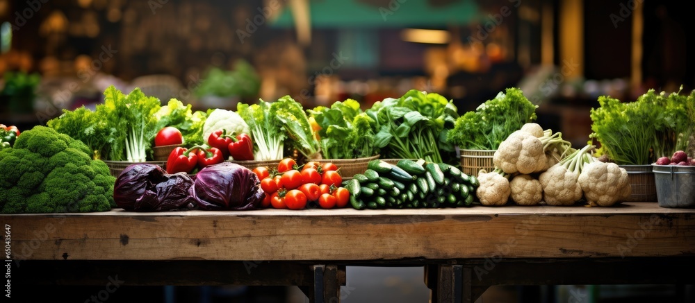 Farmers market with fresh vegetables