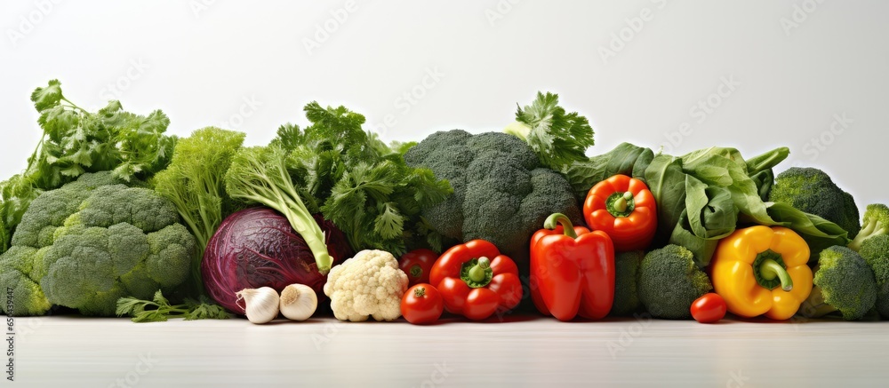 White background showcasing fresh nutritious vegetables