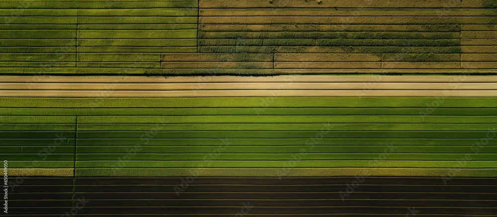 Agricultural landscape plants growing in vast fertile fields viewed from above