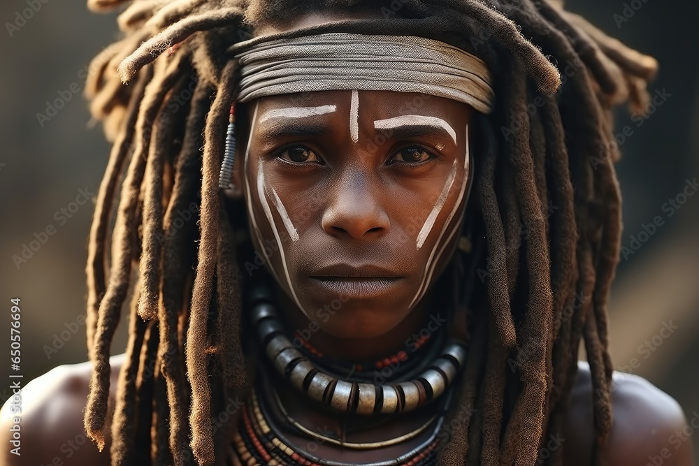 Tribe, Portrait of African native tribe, Culture.