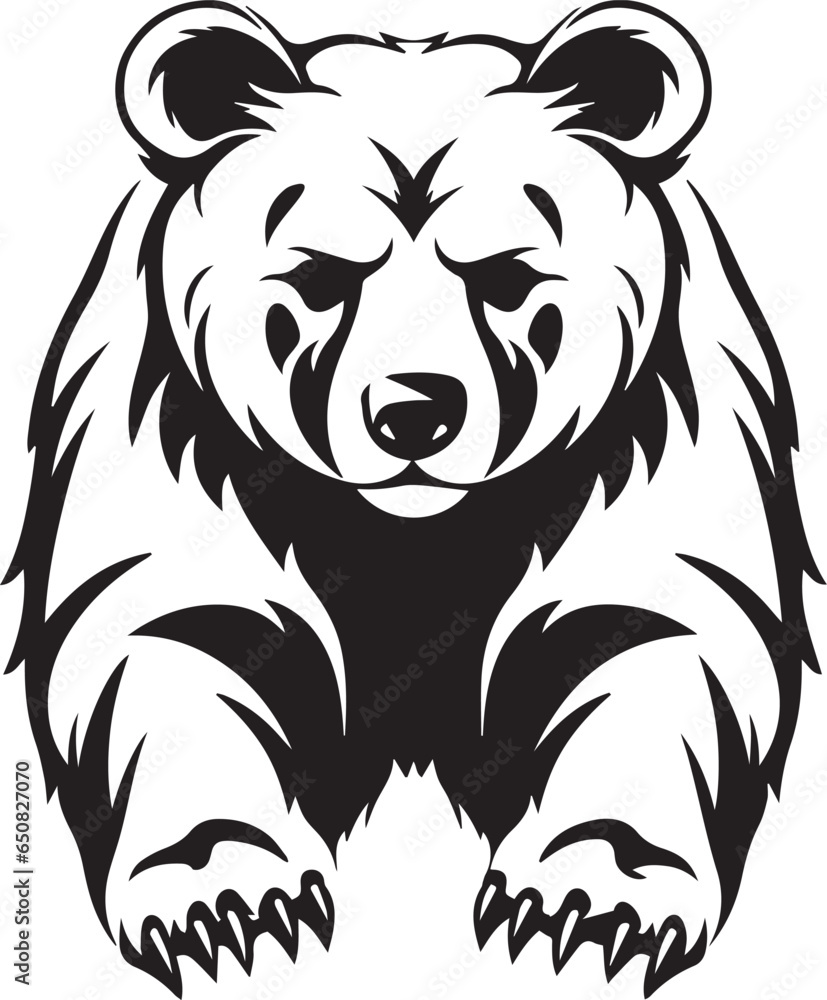 Grizzly Front Paws Logo Monochrome Design Style