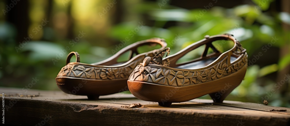 Geta shoes at a ryokan s path in Japan