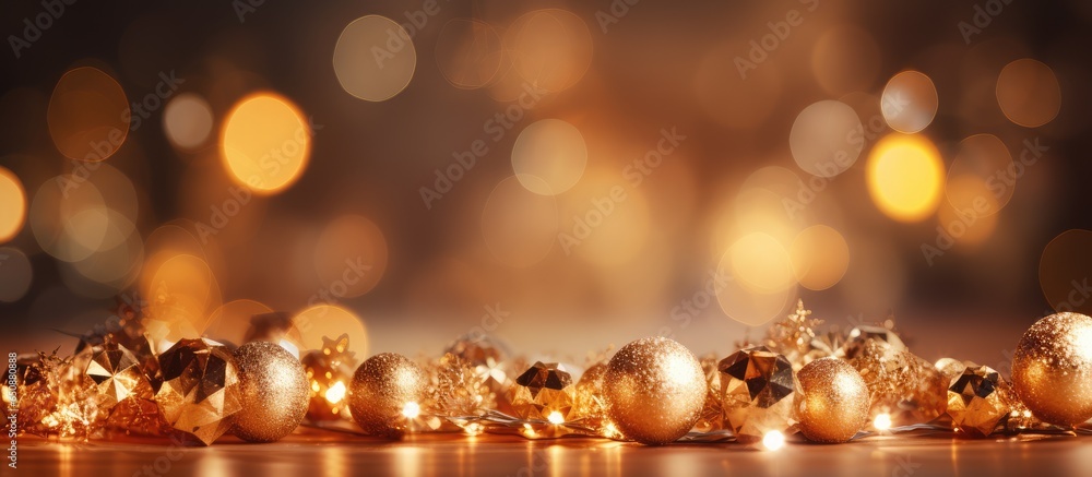 Festive background with shining golden lights