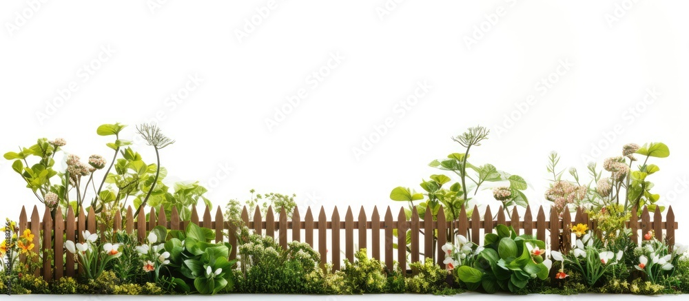 Composite fencing background in a garden