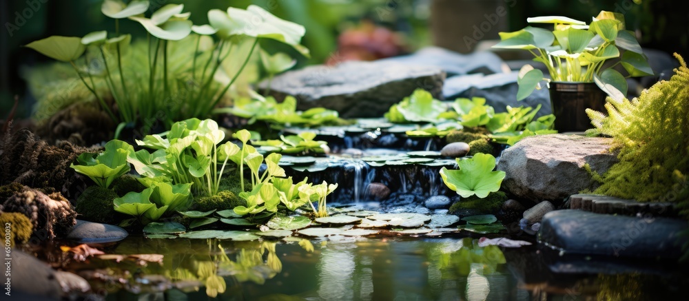 Pond in garden as design feature