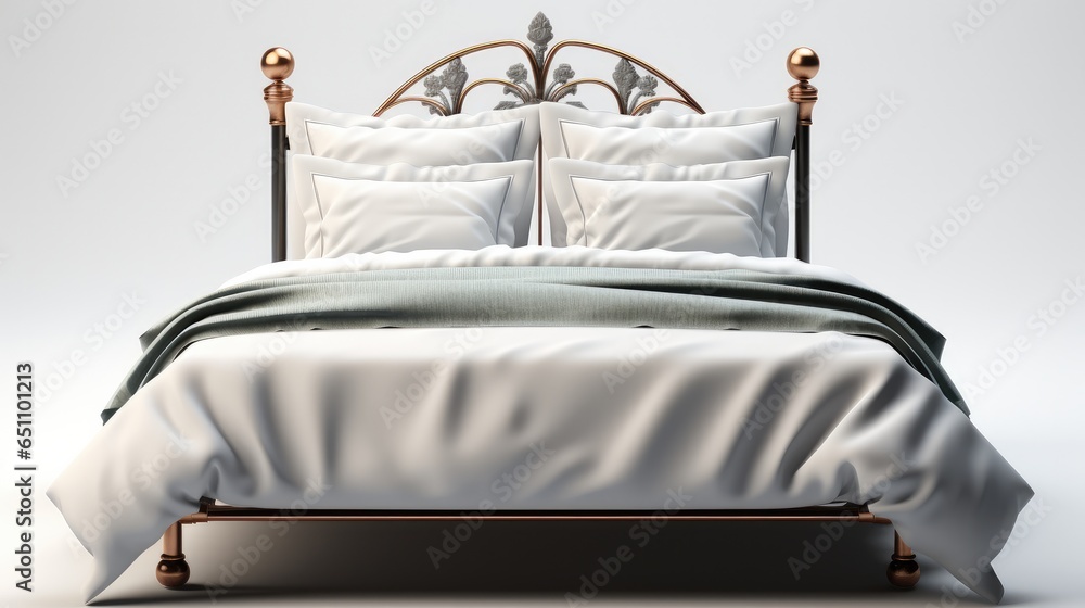 Iron Bed isolated on white background.