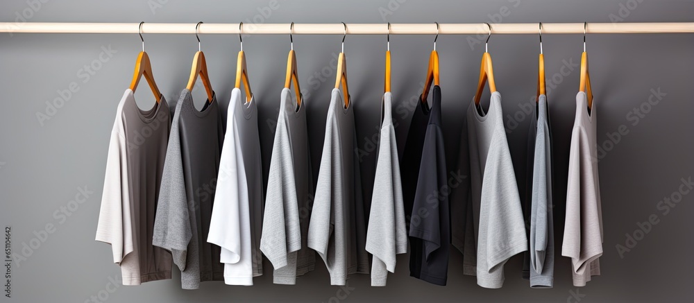 Hanging gray clothes