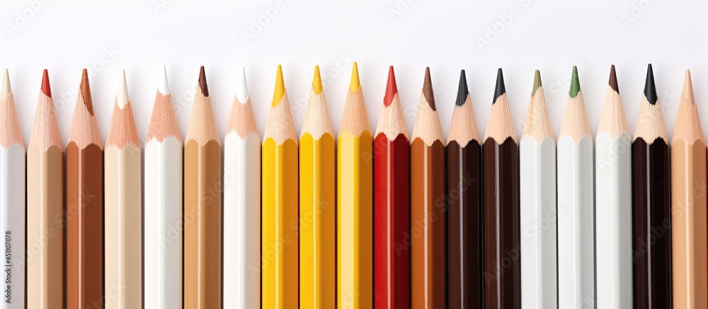 Various skin toned pencils on a blank canvas