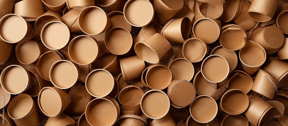 Several cardboard cups floating on a Kraft cardboard base