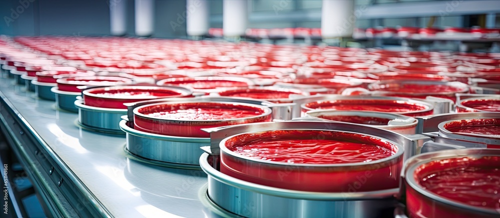 Sardines in tomato sauce at a canned fish factory