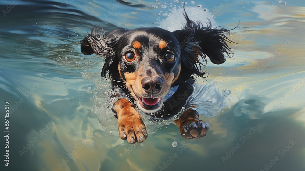 Swimming Dachshund Dog