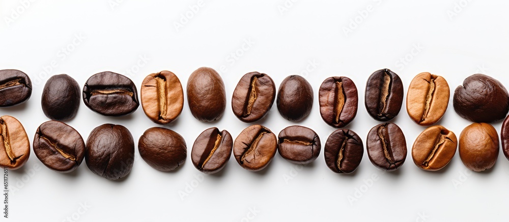 Coffee beans roasted white background