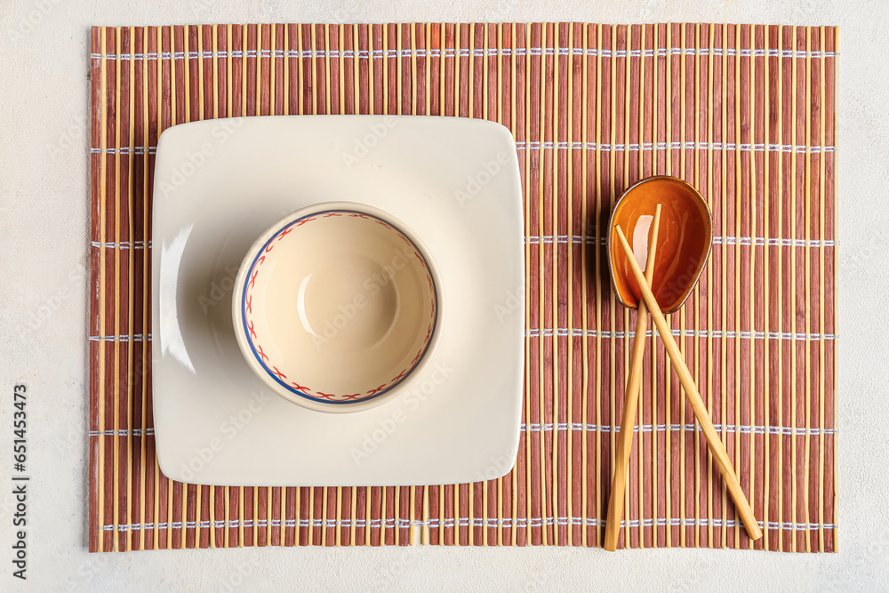 Chinese table setting on light background