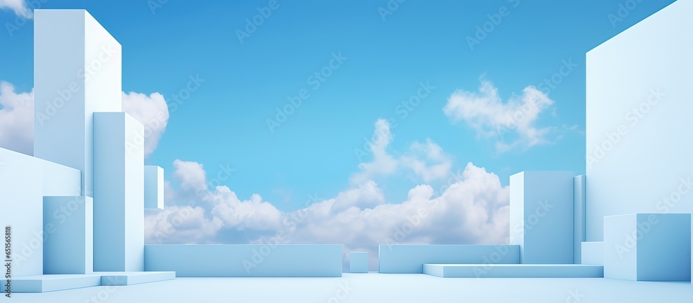 illustration of a mockup photo frame against a sky blue wall background