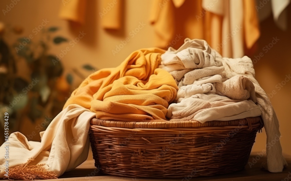 Laundry basket in the laundry room of the home