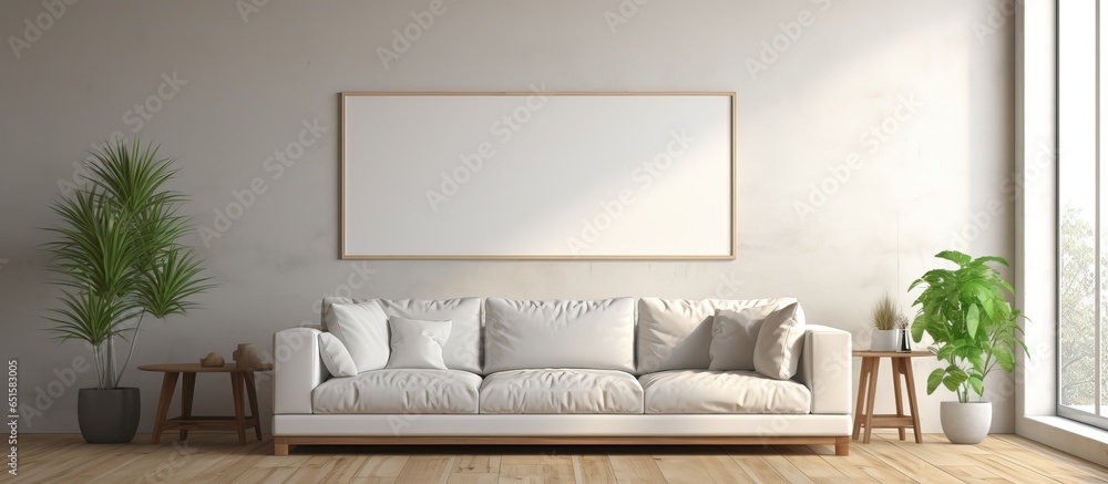 illustration of modern interior with Scandinavian style frame mockup