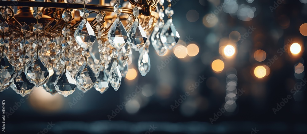 Chandelier s sparkling details against the background