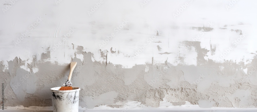 Preparing wall for painting on construction site